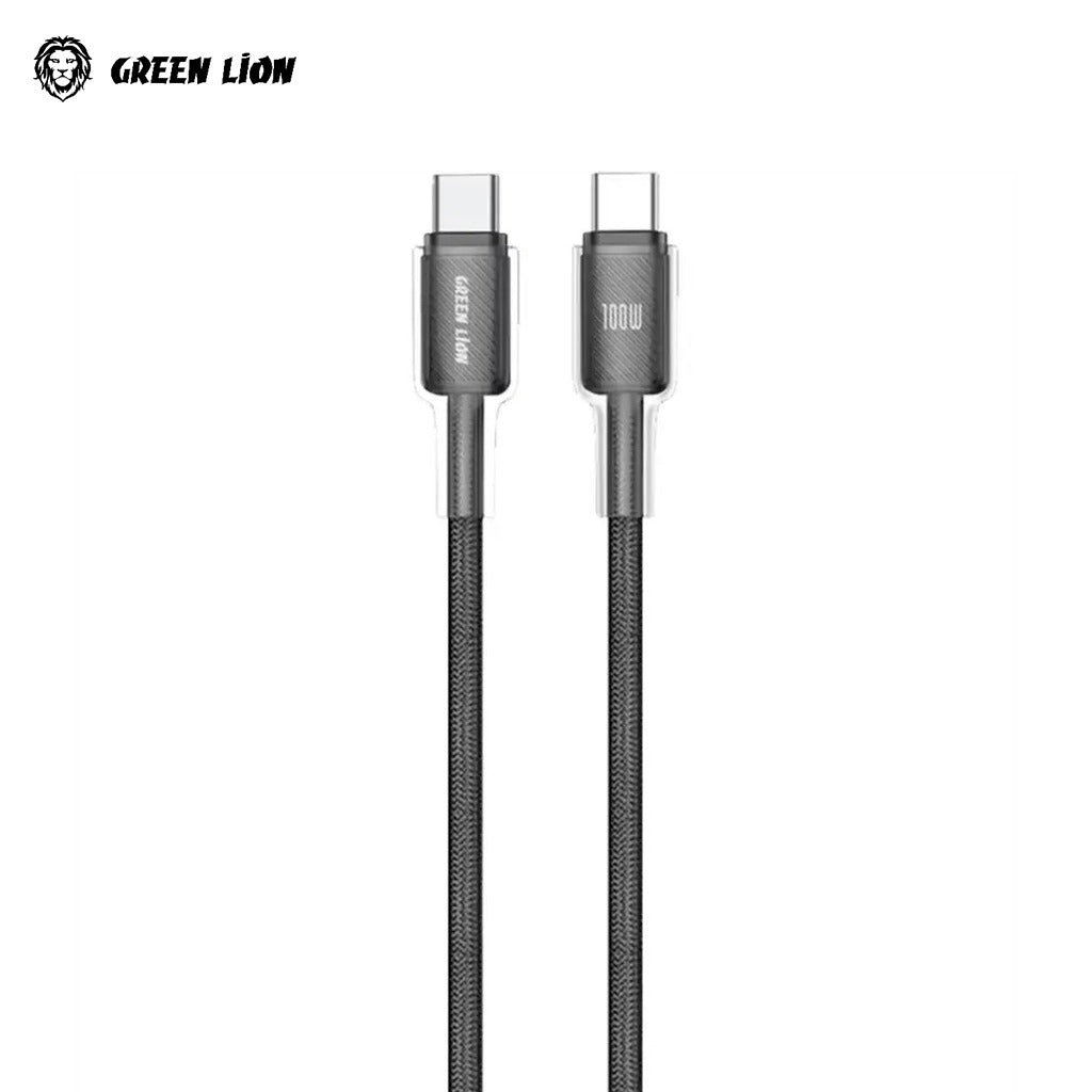 A Green Lion Transparent USB-C to USB-C Cable.