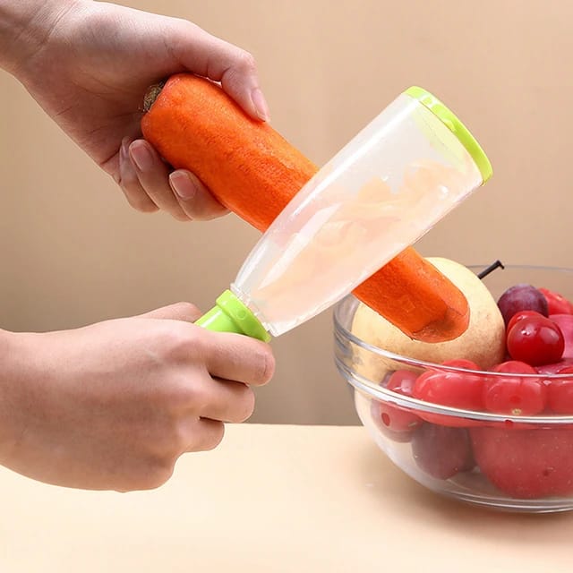 A Person is Peeling Potato Using Multifunctional Stainless Steel Peeler With Container.
