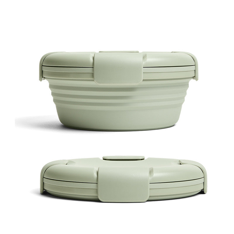 Green Foldable and Unfoldable Silicone Bowl Food Container With Lid