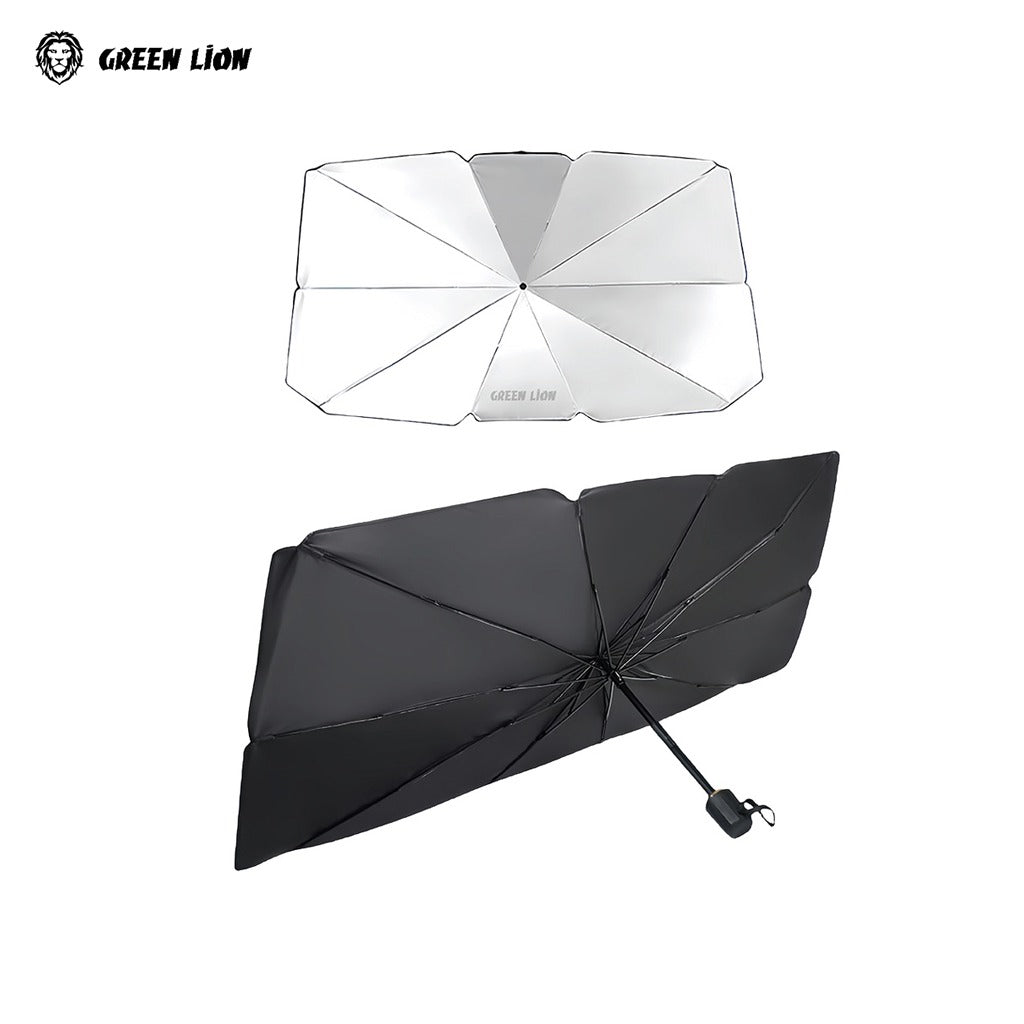 A Green lion Car Windshield Umbrella.