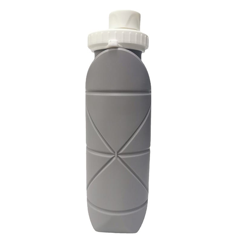 Grey Foldable Silicone Travel Water Bottle.