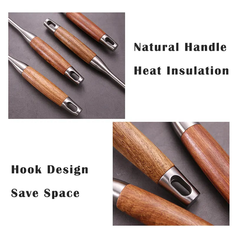 6 Pcs Stainless Steel Kitchenware Spatula Set with Wooden Handle 6 Pcs Stainless Steel Kitchenware Spatula Set with Wooden Handle
