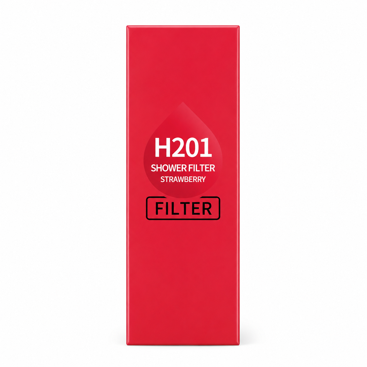 Red packaging of H201 Shower Filter Strawberry on a white background