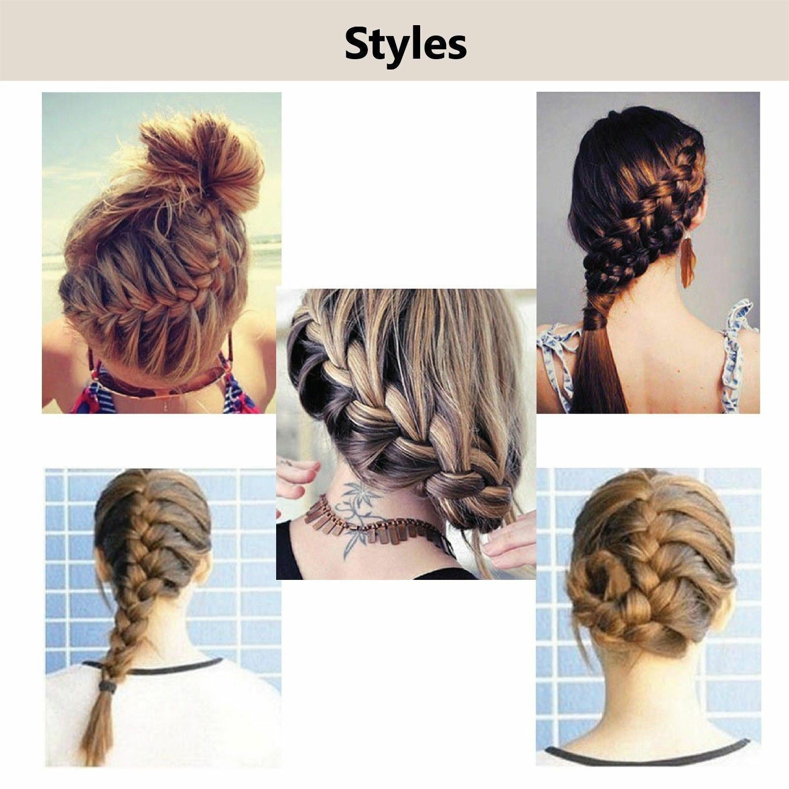differently styled hair with Hair Braiding Tool