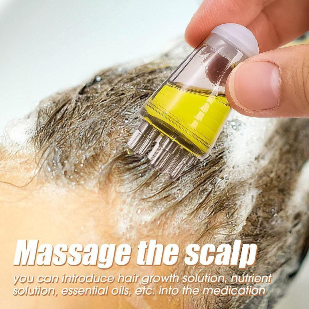 A Person is Using Hair Oil Scalp Applicator Comb.