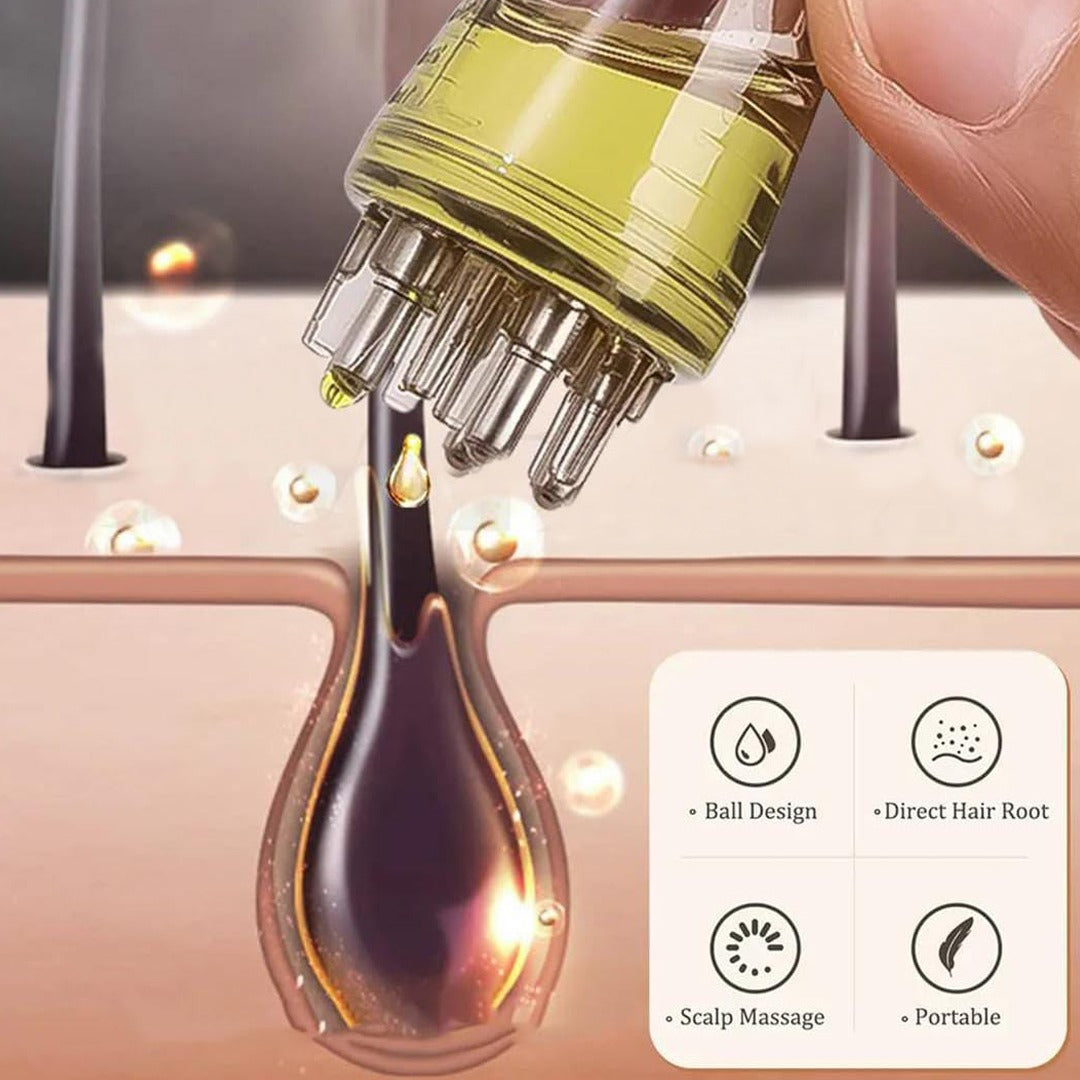 A Person Using Hair Oil Scalp Applicator Comb in Hair.