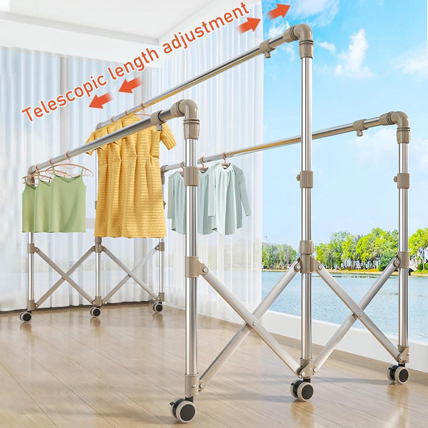 Clothes are Hanged On the Foldable Cloth Drying Stand.