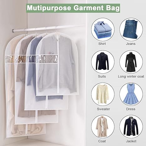 Hanging Garment Bags, Dustproof Clothes Cover with Zipper Pcs