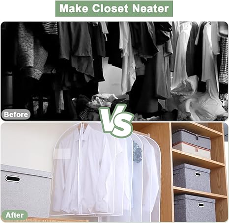 Comparing using Hanging Garment Bags and not using