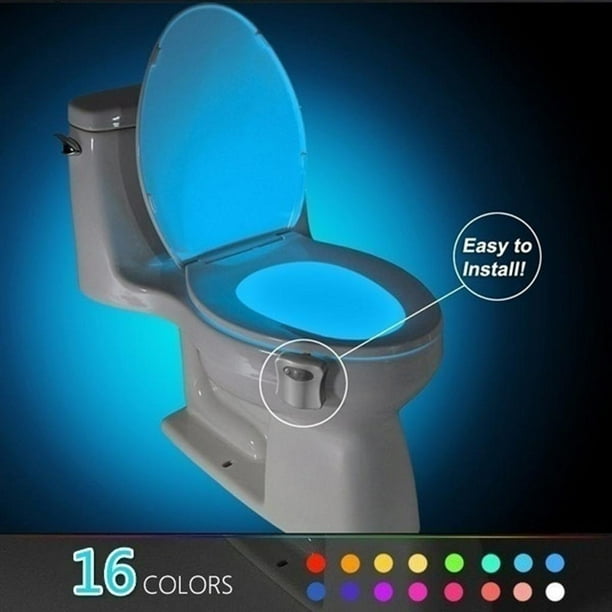 Hanging Toilet Night Lamp, Motion Activated LED Bathroom Night Light with 16 Colors Hanging Toilet Night Lamp, Motion Activated LED Bathroom Night Light with 16 Colors