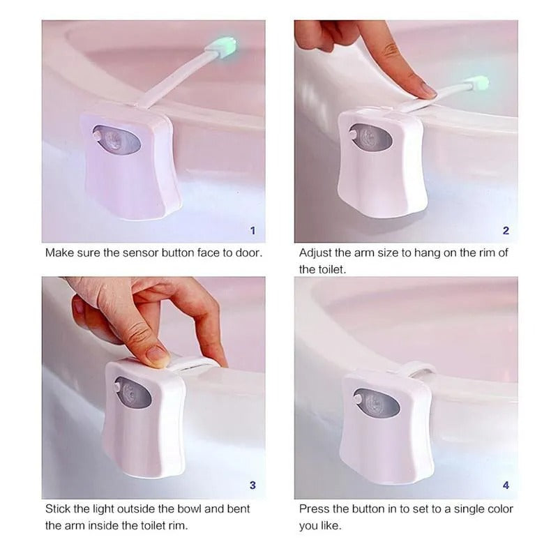 Hanging Toilet Night Lamp, Motion Activated LED Bathroom Night Light with 16 Colors Hanging Toilet Night Lamp, Motion Activated LED Bathroom Night Light with 16 Colors