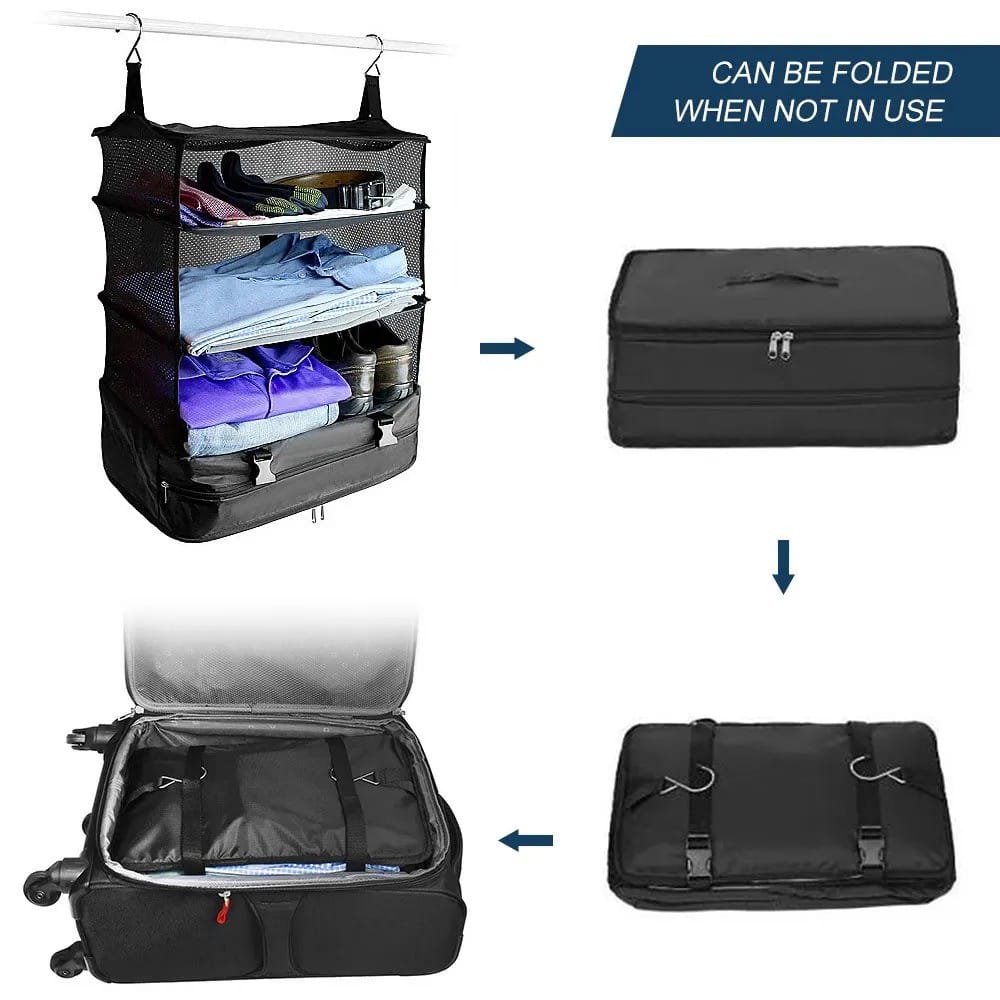 Folding Position Of Hanging Travel Shelf Organizer.