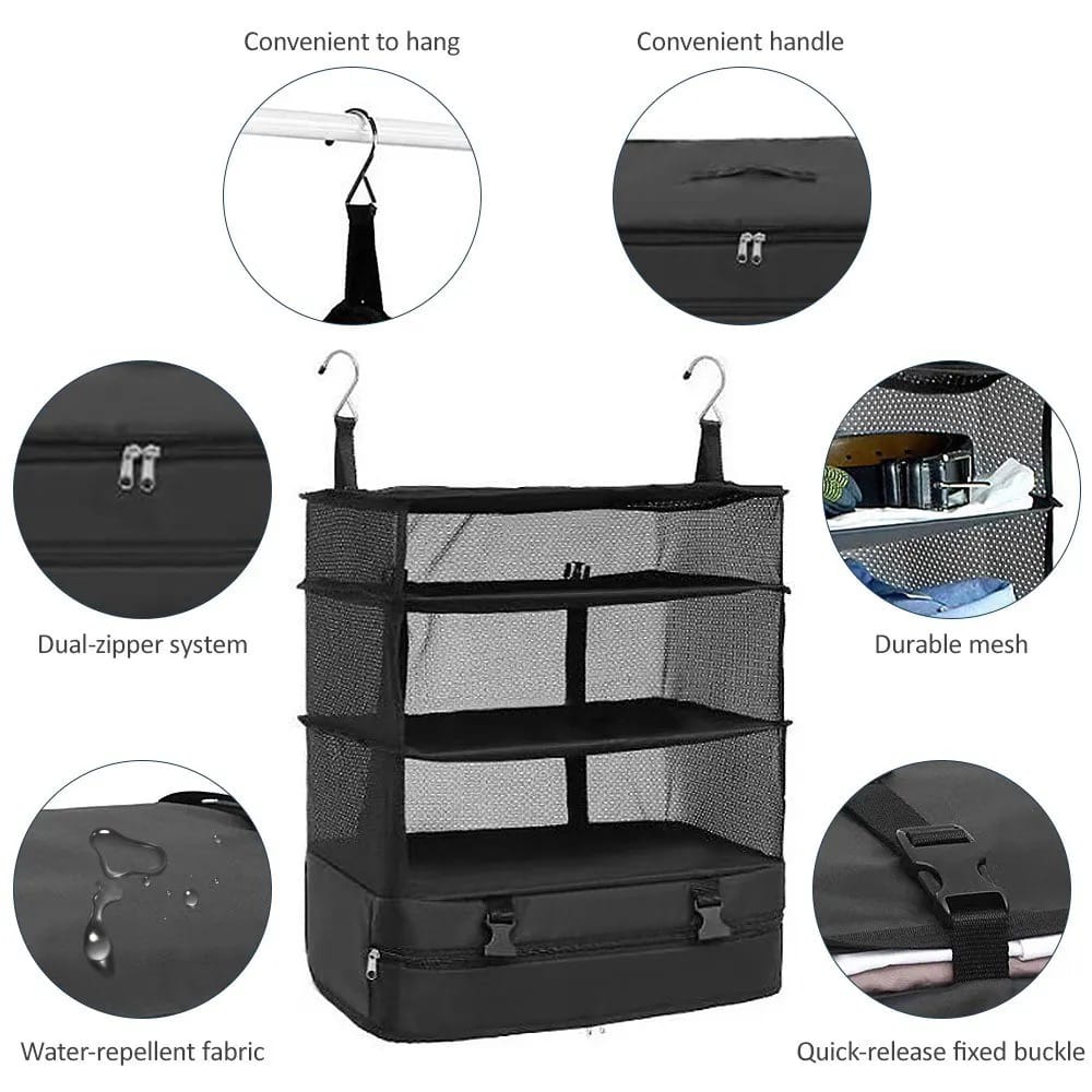 Parts Of Hanging Travel Shelf Organizer.