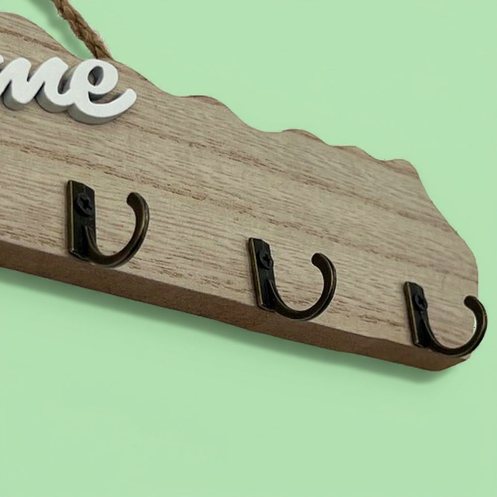 Hooks Of Hanging Wooden Key Holder.