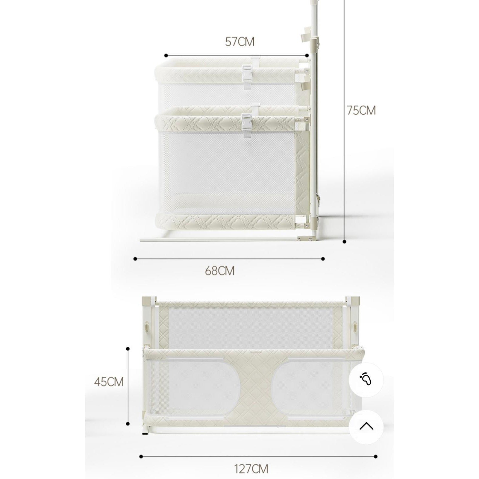 size of Height Adjustable Baby Bed