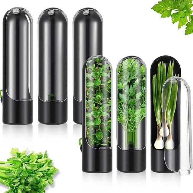Herb Saving Pod For Refrigerator, Small Vegetable Green Leaf Coriander Herb Storage Container Herb Saving Pod For Refrigerator, Small Vegetable Green Leaf Coriander Herb Storage Container