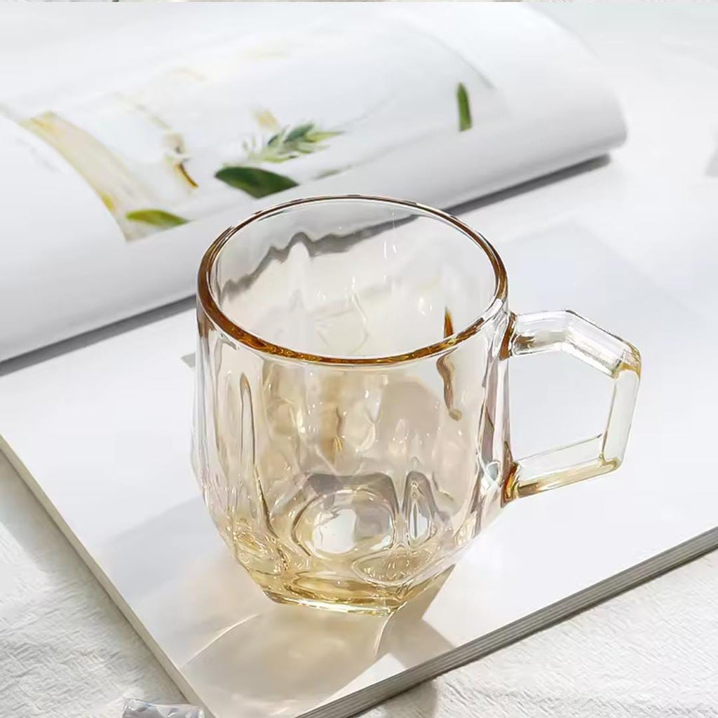 Hexagonal Glass Cups, 6 Pc Tea, Coffee Mug Set Hexagonal Glass Cups, 6 Pc Tea, Coffee Mug Set