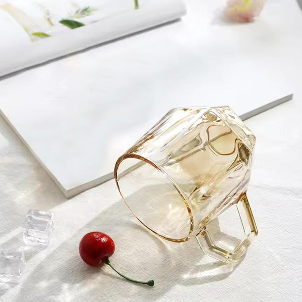 Hexagonal Glass Cups, 6 Pc Tea, Coffee Mug Set Hexagonal Glass Cups, 6 Pc Tea, Coffee Mug Set