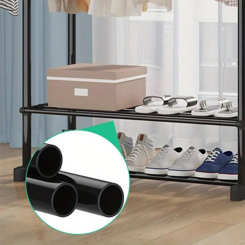 Shoes and Slippers are Arranged in a High Quality Cloth Hanger.