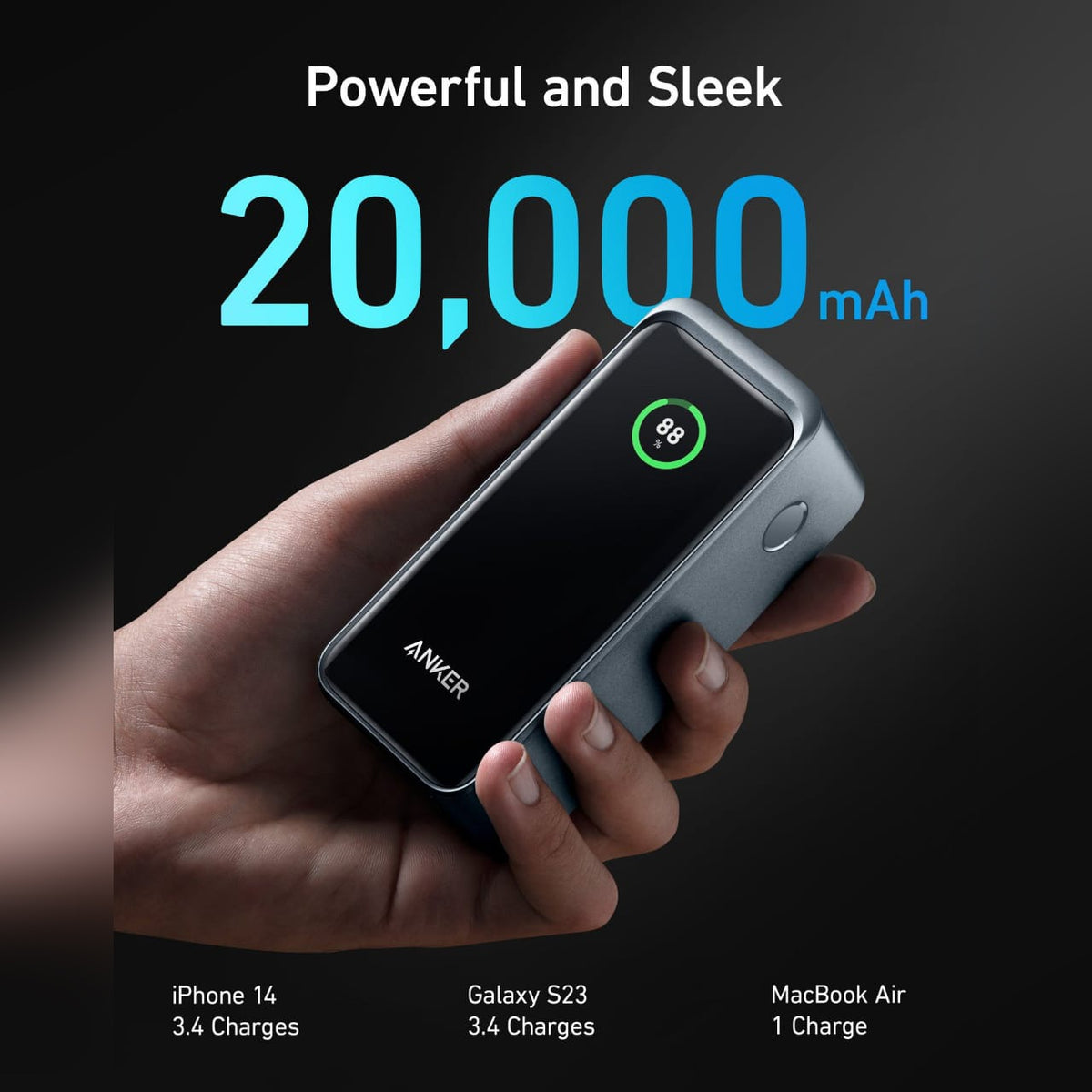 A Person is Holding Anker Prime 20,000mAh Power Bank (200W), Multi-Device Fast Charging - A133601.