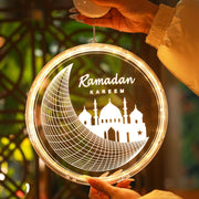 A Person is Holding Ramadan 3D Decorative Hanging Light.