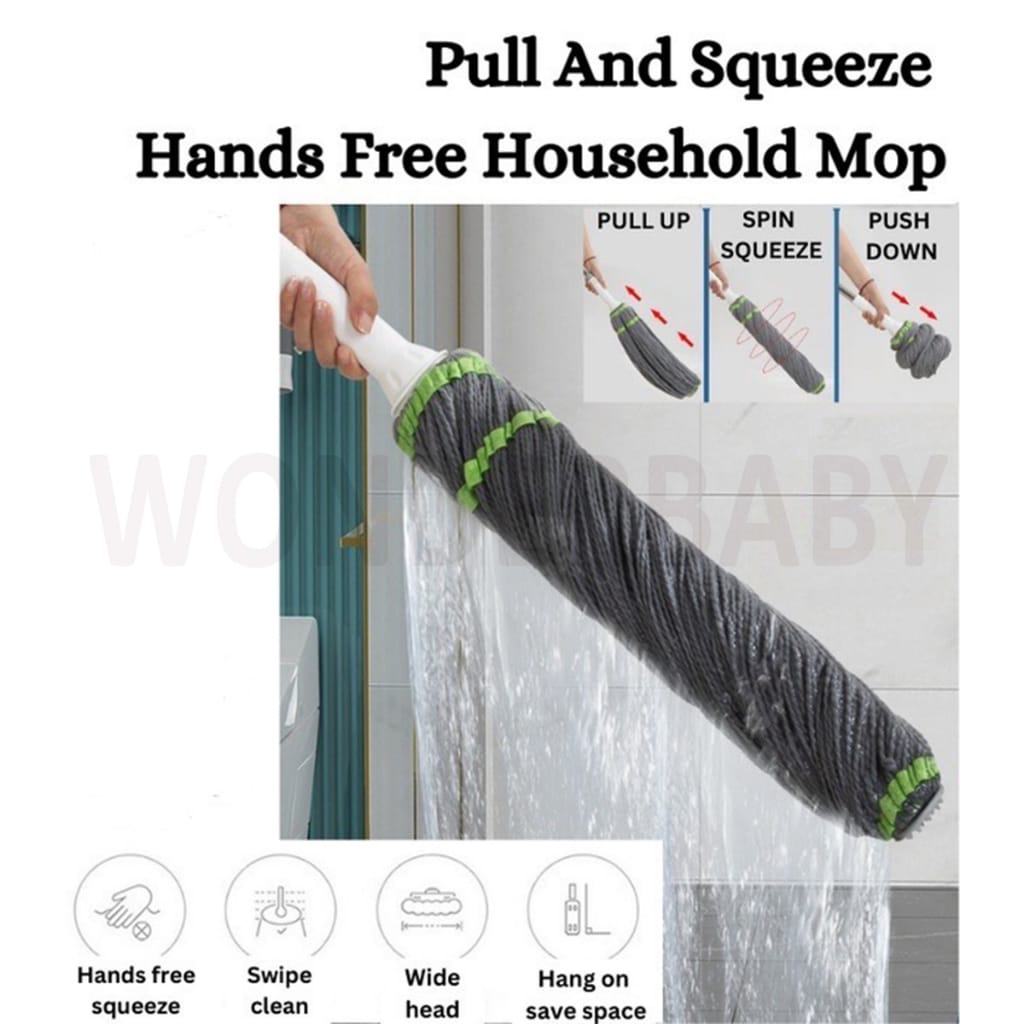 Self Wringing Twist Floor Cleaning Mop, Retractable Self Squeezing Household Mop Stick Self Wringing Twist Floor Cleaning Mop, Retractable Self Squeezing Household Mop Stick