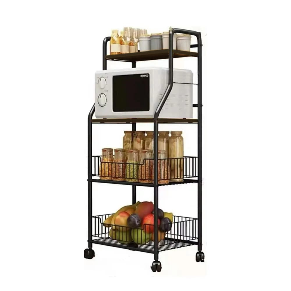 Multi-tier Home Kitchen Organization Shelf Storage Rack With Kitchen Items.