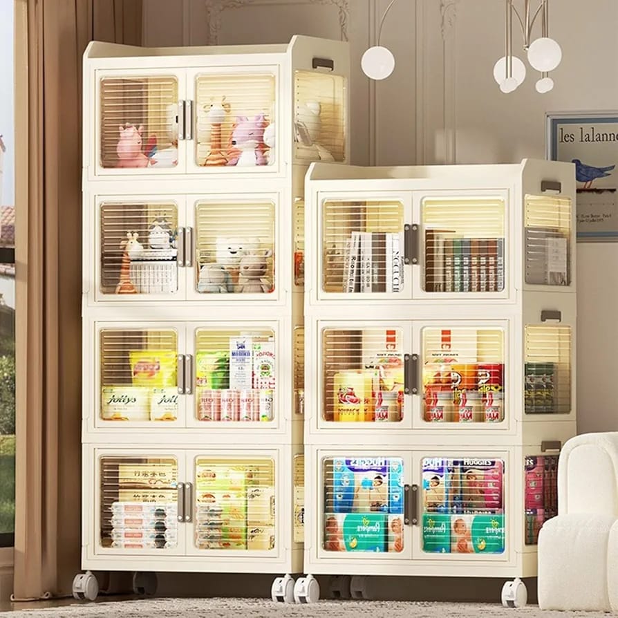 Home Multi-layer Storage Shelf Rack  Stored With Different Home Necessities.