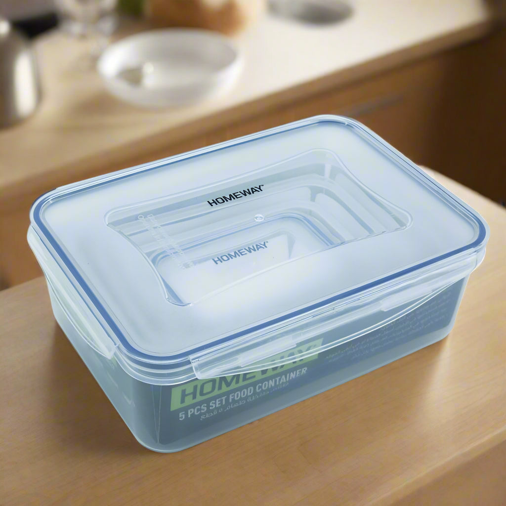Homeway 5 Pcs Set Food Container, Rectangular Food Storage Box Homeway 5 Pcs Set Food Container, Rectangular Food Storage Box