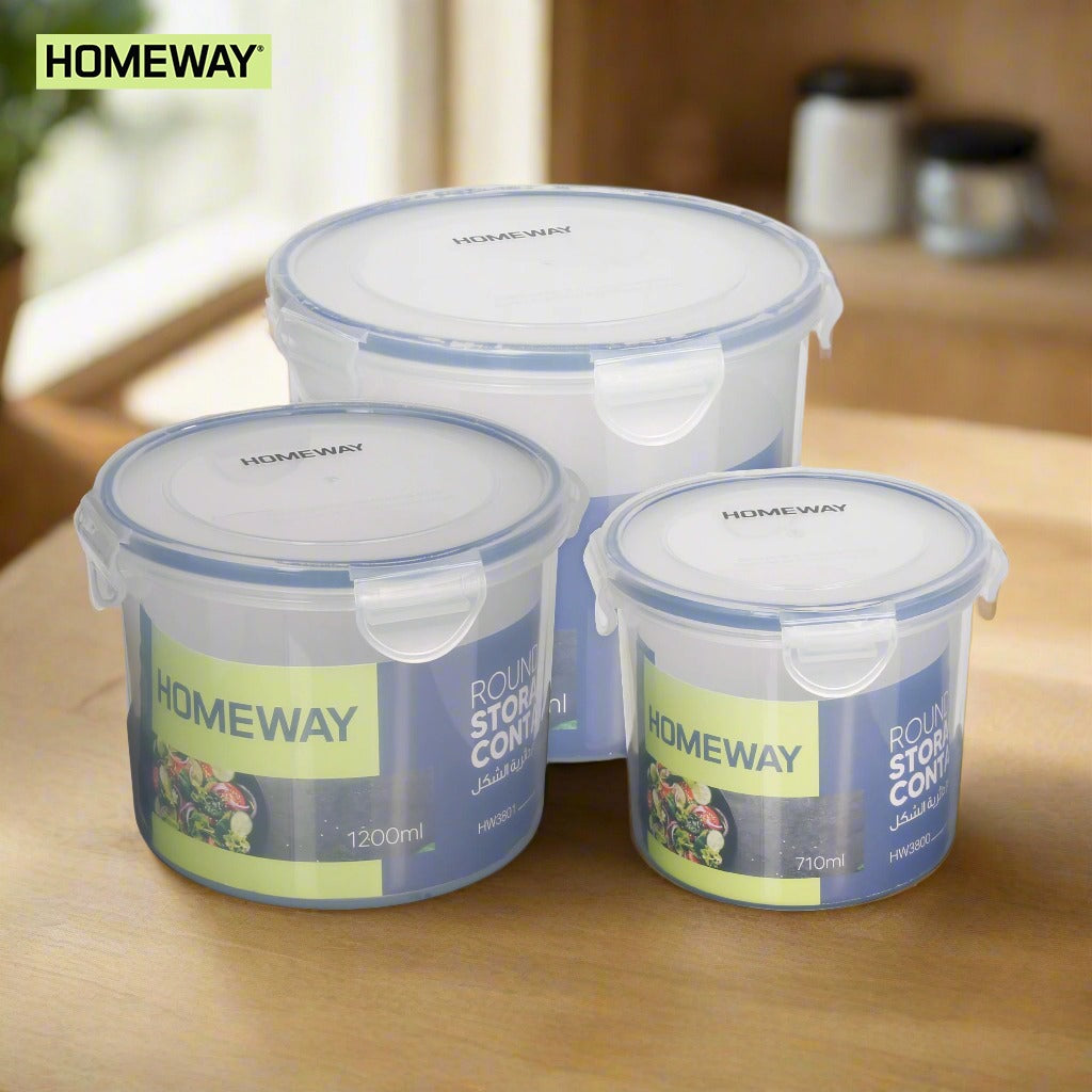 Homeway Round Storage Container, 3 Pcs Set Food Storing Box Homeway Round Storage Container, 3 Pcs Set Food Storing Box