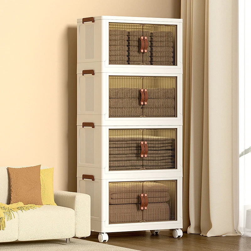 Easy Installation Multi-Layer Stackable Portable Storage Cabinet with Movable Wheels