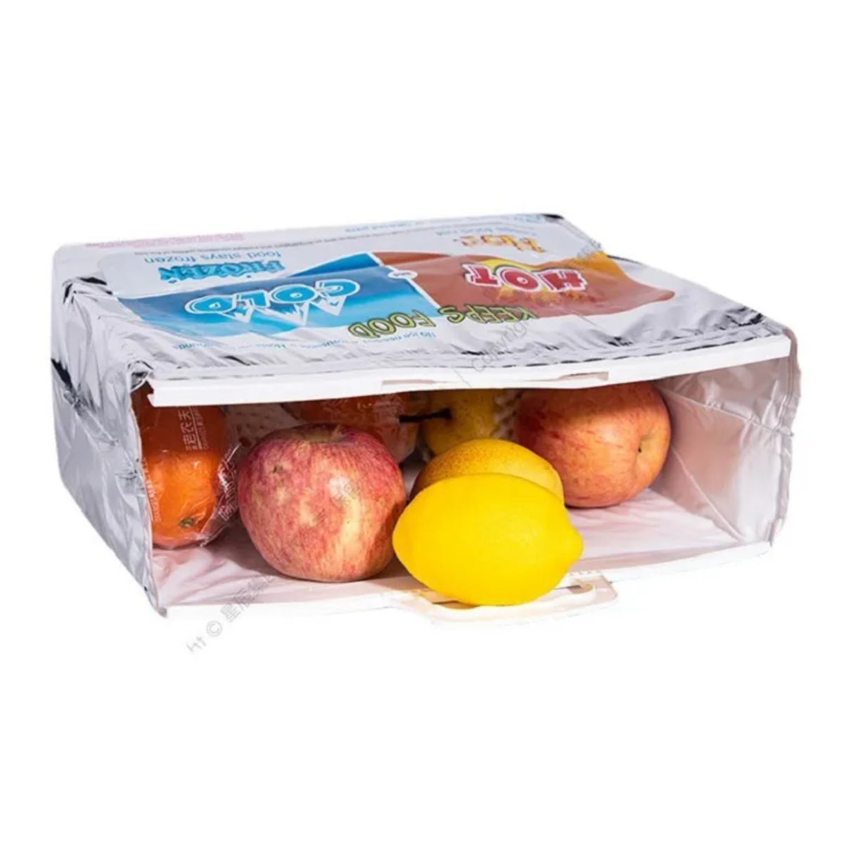 Hot and Cold Thermal Insulated Reusable Bag with Fruits.