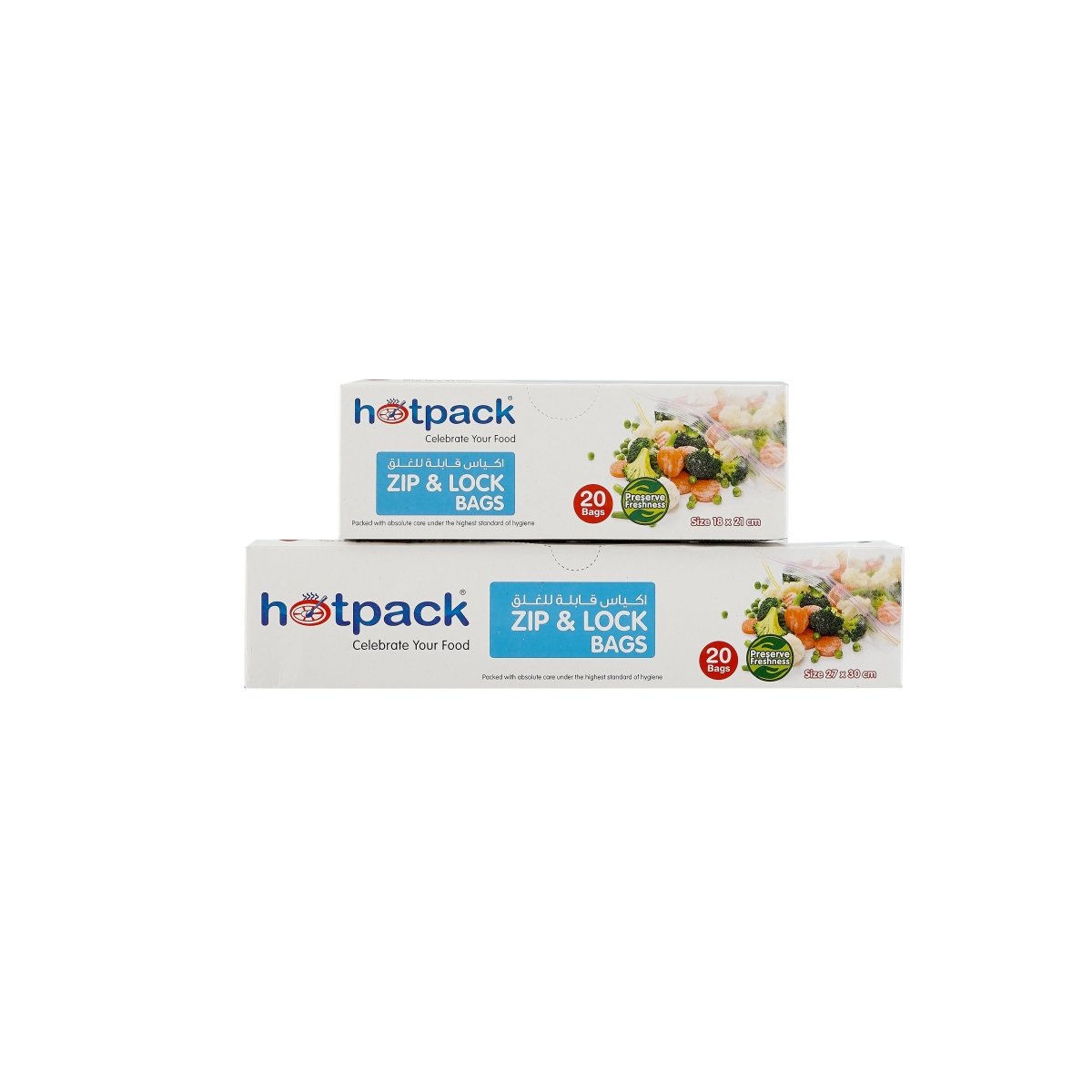 Packages Of  Hotpack Zip & Lock Zipper Bags.
