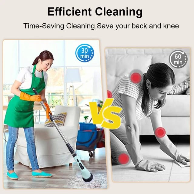 Comparing cleaning with the Multifunctional Cordless Power Spin Scrubber and without