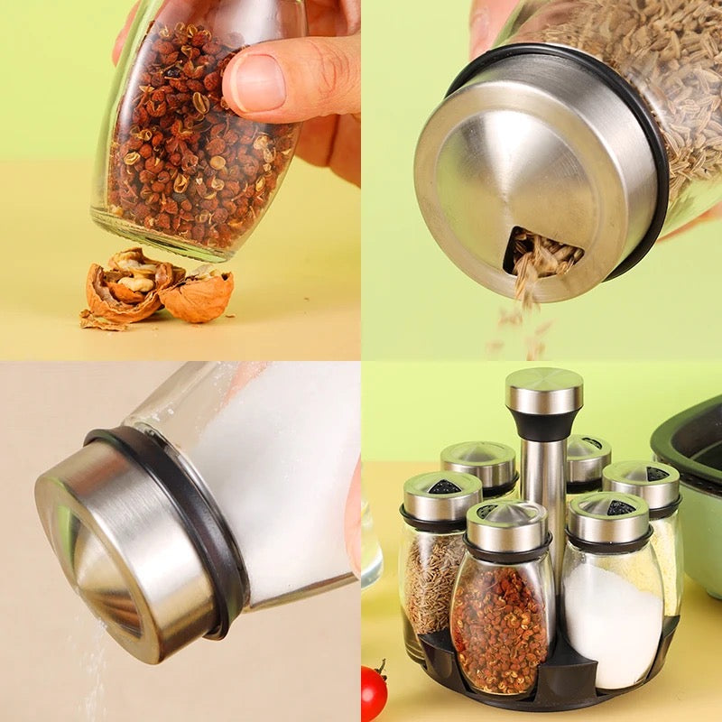 KitchenGenie Seasoning Organizer: Spice Jar & Tool Set With Sugar Bowl,  Salt & Pepper Shakers, Herb & Spice Containers, Compact Design & Labelled  Lids For Easy Use, Perfect Kitchen Gadget For Culinary
