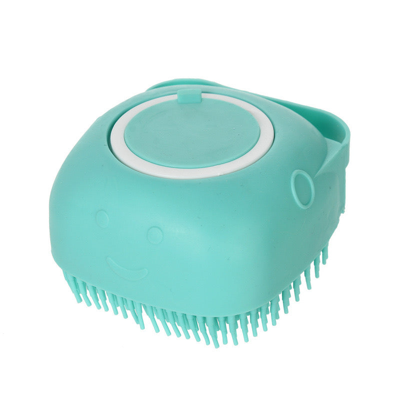 Silicone shampoo body bath scrubber comb brush in blue color