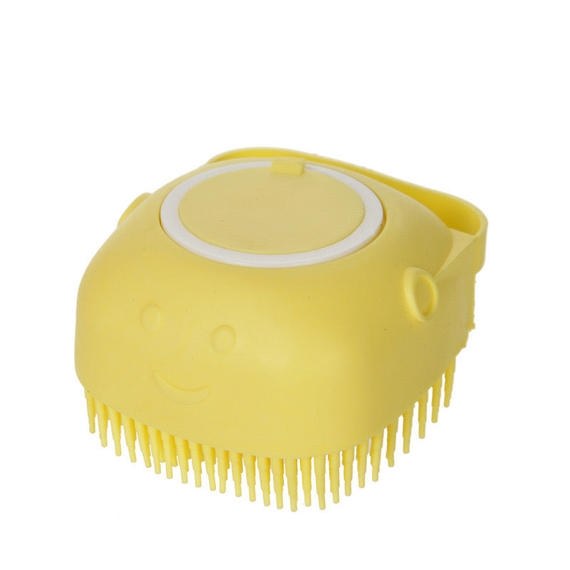  Silicone Shampoo Body Bath Scrubber Comb Brush in yellow color