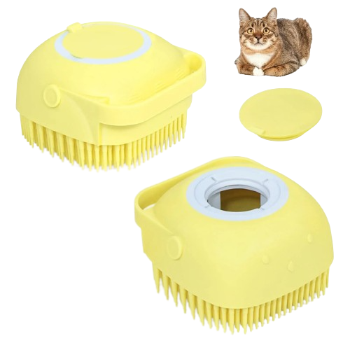Silicone Shampoo Body Bath Scrubber Comb Brush in yellow color