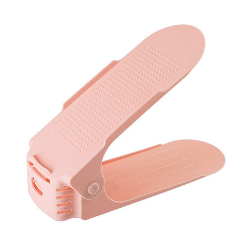 Space Saving Adjustable Shoe Holder, 1 Pair Shoe Rack - Pink Color