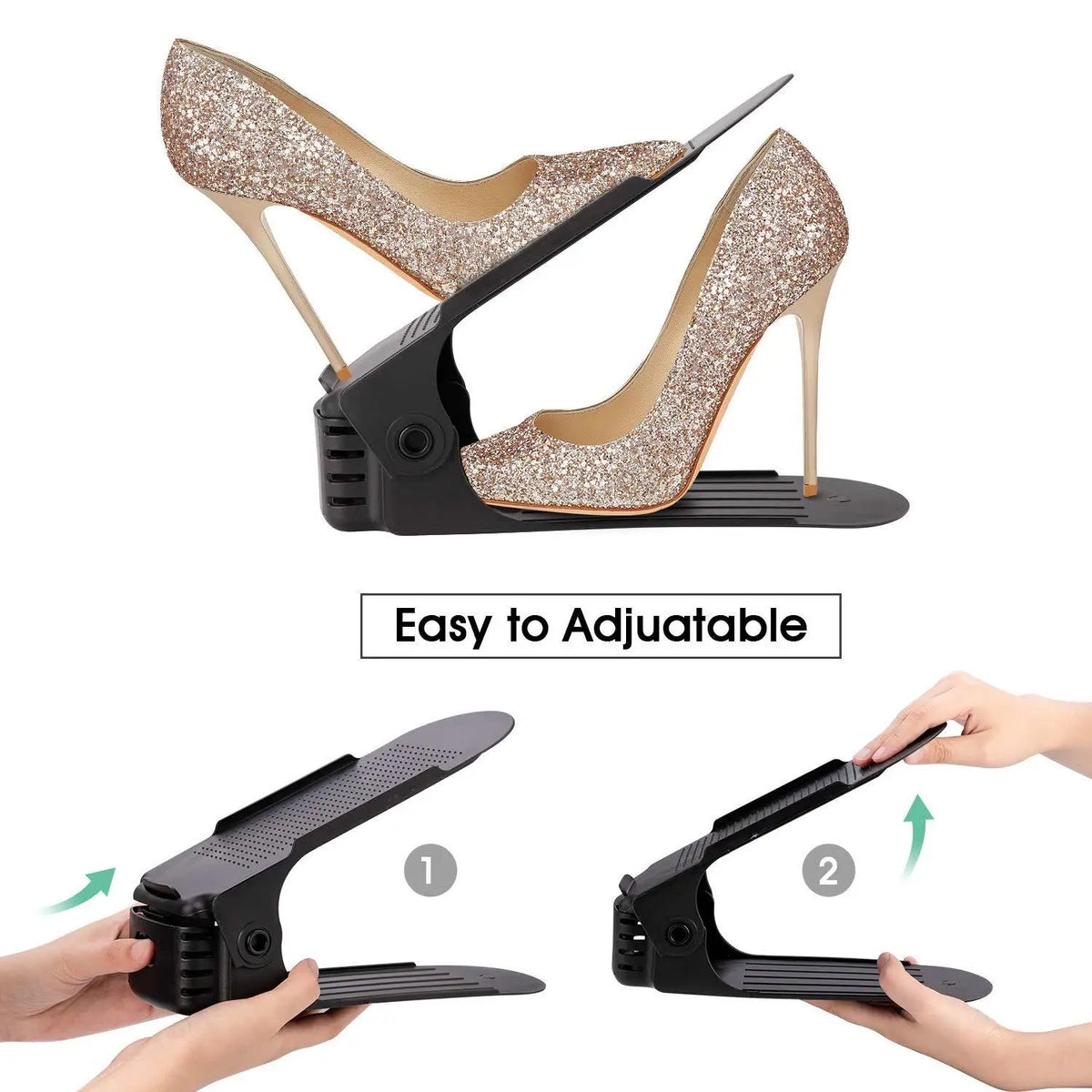Space Saving Adjustable Shoe Holder, 1 Pair Shoe Rack - Easy Adjustable 