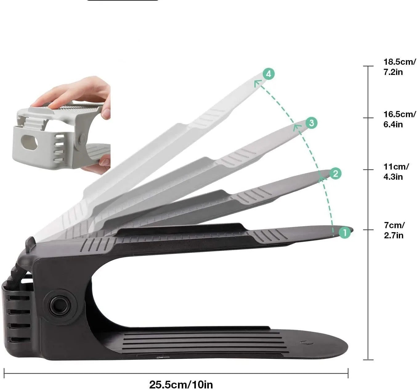 Space Saving Adjustable Shoe Holder, 1 Pair Shoe Rack - Product Size