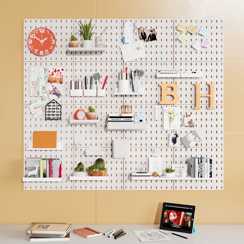 Wall Hanging Kitchen Shelf Punch Free Board, Pegboard Storage Rack for Kitchen - Stationary Use