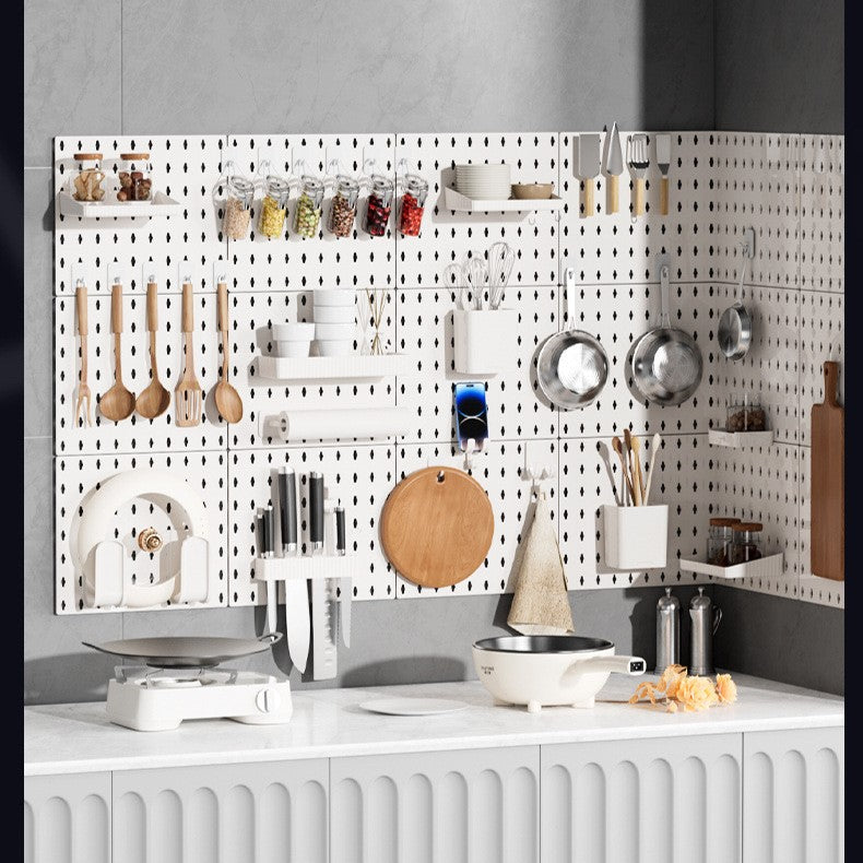 Wall Hanging Kitchen Shelf Punch Free Board, Pegboard Storage Rack for Kitchen - Product Full View