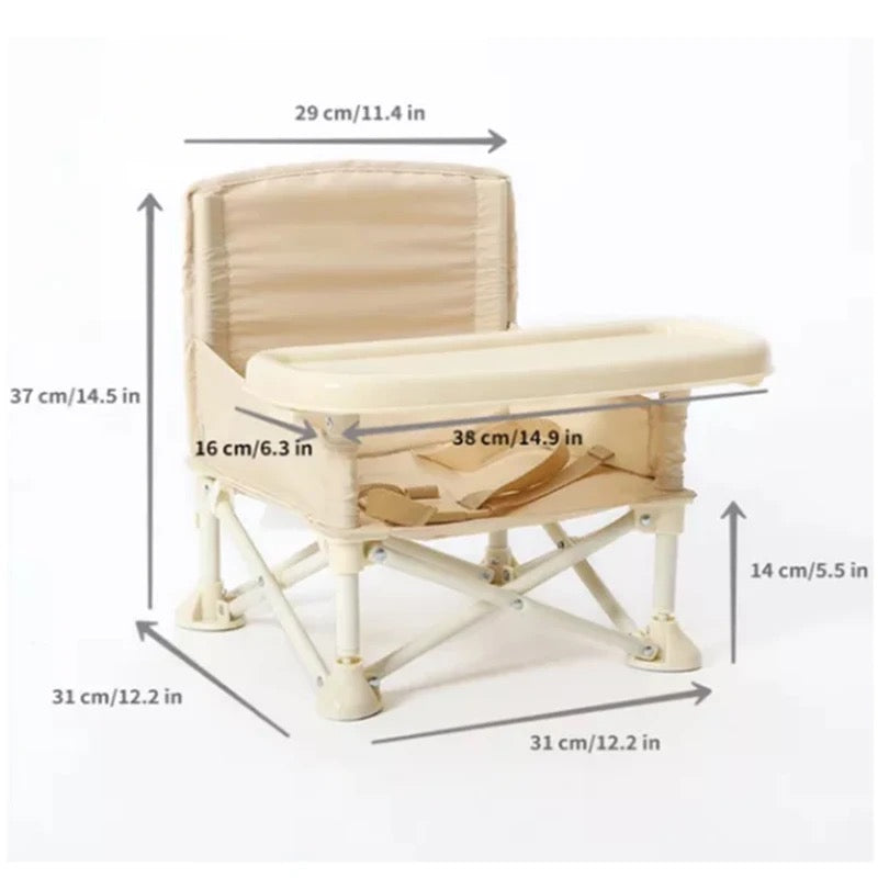 Baby & Toddler Portable Folding Travel & Activity Chair With Tray - Size And Dimension