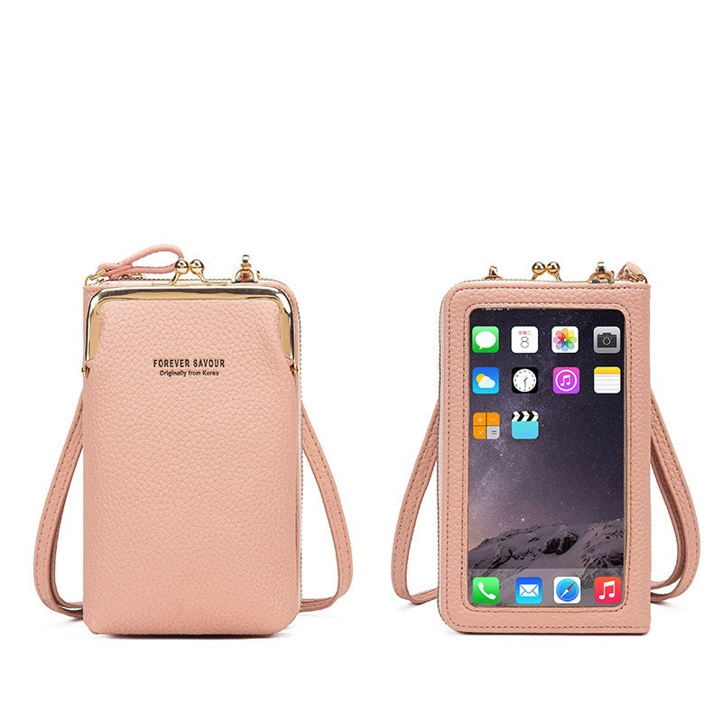 Women's Crossbody Shoulder Wallet Bag  Dark pink color
