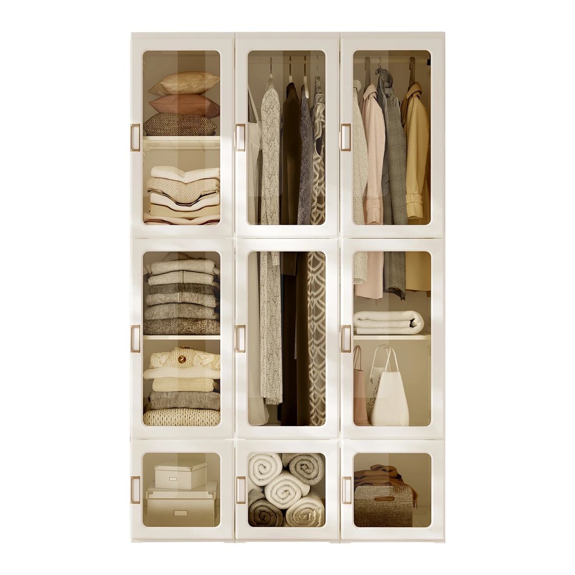 Portable Clothes Wardrobe Storage Organizer with Doors