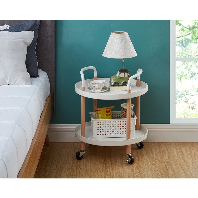 Multi-tier Mobile Storage Table, Space Saving Movable Trolley Rack Multi-tier Mobile Storage Table, Space Saving Movable Trolley Rack