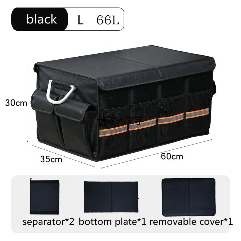Car Trunk Storage Organizer Box, Large Capacity Multiuse Tools Storage Bag with Handle & Reflection Light Car Trunk Storage Organizer Box, Large Capacity Multiuse Tools Storage Bag with Handle & Reflection Light