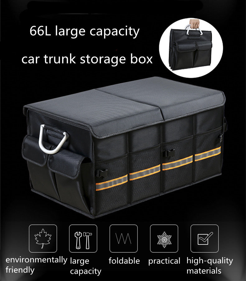 Car Trunk Storage Organizer Box, Large Capacity Multiuse Tools Storage Bag with Handle & Reflection Light Car Trunk Storage Organizer Box, Large Capacity Multiuse Tools Storage Bag with Handle & Reflection Light