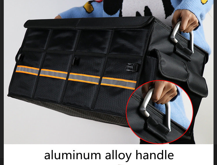 Car Trunk Storage Organizer Box, Large Capacity Multiuse Tools Storage Bag with Handle & Reflection Light Car Trunk Storage Organizer Box, Large Capacity Multiuse Tools Storage Bag with Handle & Reflection Light
